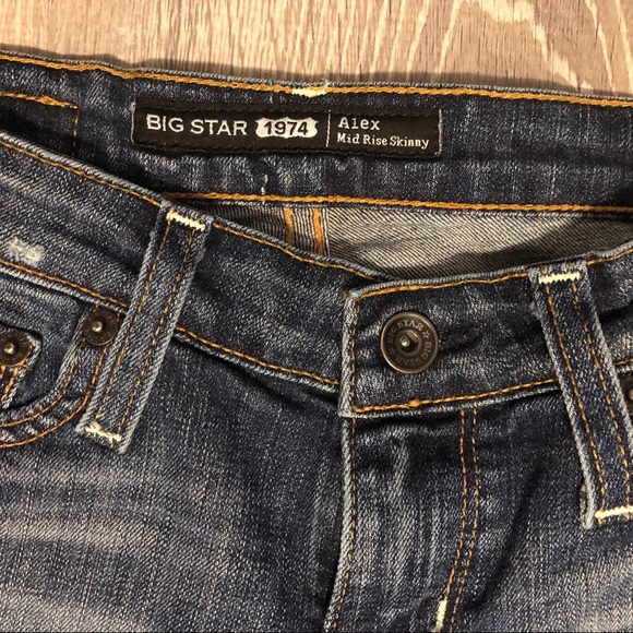Big Star "Alex" Mid-rise Skinny distressed jeans - sizes 24 - Picture 7 of 15